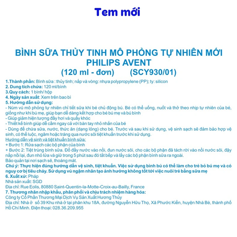 Bình sữa thủy tinh Philips Avent SCY930/01 cổ rộng 120 ml (0 - 1 tháng) 12